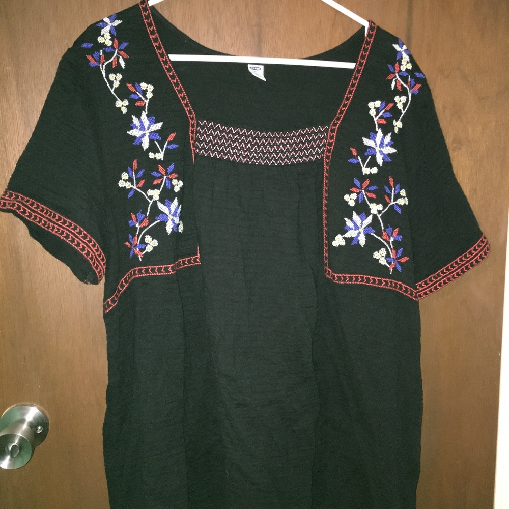 Old Navy Hippie Boho Embroidered Top Size XL